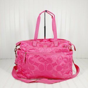 Coach Pink Signature Logo Diaper Laptop Business Travel Bag Tote Crossbody 0057